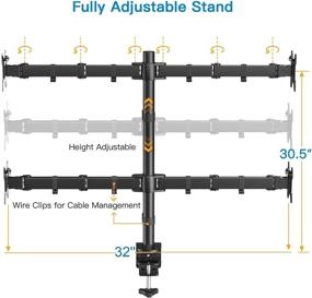 img 1 attached to 🖥️ HUANUO Quad Monitor Stand - Fully Adjustable Heavy Duty Desk Mount for 13-27 inch Computer Screens, Supports up to 22lbs per Arm, Full Articulation