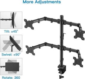 img 2 attached to 🖥️ HUANUO Quad Monitor Stand - Fully Adjustable Heavy Duty Desk Mount for 13-27 inch Computer Screens, Supports up to 22lbs per Arm, Full Articulation