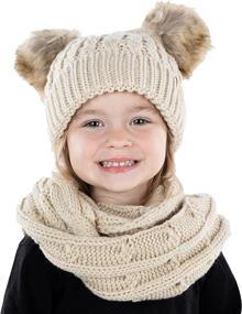 img 2 attached to Kids Pom Beanie Scarf Bundle Outdoor Recreation
