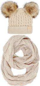 img 1 attached to Kids Pom Beanie Scarf Bundle Outdoor Recreation