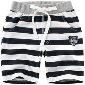 img 4 attached to LittleSpring Little Striped Shorts Summer Boys' Clothing in Shorts