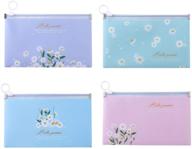 4-pack face cover storage bag - portable metal zipper case - envelope letter size - foldable bag organizer - clip keeper folder storage box - office storage clip 8.7 x 5 inches (daisy) logo