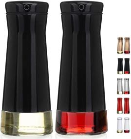 img 4 attached to 🍶 Black ChefVANTAGE Olive Oil and Vinegar Cruet Dispenser Set - Elegant Glass Bottle with Drip-Free Design