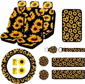 img 4 attached to Complete your Car with a Vibrant 17 PC Sunflower Car Accessories Set