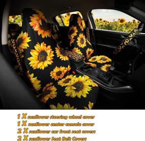 img 3 attached to Complete your Car with a Vibrant 17 PC Sunflower Car Accessories Set