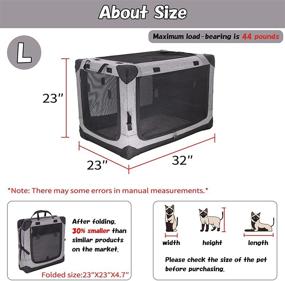 img 3 attached to 🐶 Multipurpose GPR Portable Folding Dog Soft Crate: Indoor & Outdoor Travel Kennel Cat Carrier with 3-Door Mesh, Strong Steel Frame & Locking Zippers (L：32"x23"x23", Gray)