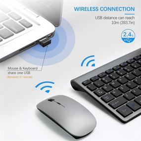 img 2 attached to TopMate Ultra Slim Wireless Keyboard and Mouse Combo - 2.4G Silent, Scissor Switch, with Cover - Gray Black (PC/Laptop/Windows/Mac)
