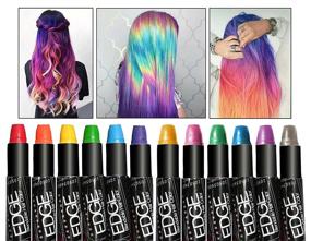 img 2 attached to 🌈 JUMBO Hair Chalk Pens for Kids - RAINBOW Colors - Washable & Safe - 200% MORE COLOR PER PEN - SCENTED - Party Hair Color, Girls Gift, Kids Toy - 12 Vibrant Shades - Ideal Birthday Gift for Girls