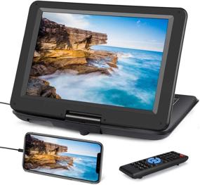 img 4 attached to NAVISKAUTO 16-inch Portable DVD Player with HDMI Input, 14-inch Swivel Screen, 📀 4000mAh Rechargeable Battery, Last Memory Function, Support USB/Sync TV and MP4 Video Playback