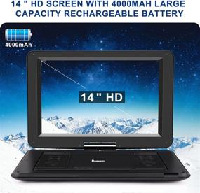 img 2 attached to NAVISKAUTO 16-inch Portable DVD Player with HDMI Input, 14-inch Swivel Screen, 📀 4000mAh Rechargeable Battery, Last Memory Function, Support USB/Sync TV and MP4 Video Playback