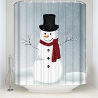 enhance your christmas décor with the vandarllin custom snowman 🎅 shower curtain - waterproof polyester fabric in blue, red, and white logo