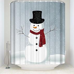 img 1 attached to Enhance Your Christmas Décor with the Vandarllin Custom Snowman 🎅 Shower Curtain - Waterproof Polyester Fabric in Blue, Red, and White