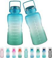 justfwater 1 gallon/128 oz leakproof bpa free drinking water bottle: time marker, straw, and handle for fitness & outdoor enthusiasts логотип