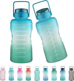 img 4 attached to Justfwater 1 Gallon/128 OZ Leakproof BPA Free Drinking Water Bottle: Time Marker, Straw, and Handle for Fitness & Outdoor Enthusiasts