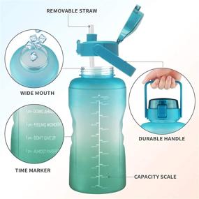 img 3 attached to Justfwater 1 Gallon/128 OZ Leakproof BPA Free Drinking Water Bottle: Time Marker, Straw, and Handle for Fitness & Outdoor Enthusiasts