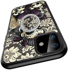 img 2 attached to 📱 SYtrad Sugar Skull iPhone 11 Case: Slim Hybrid Shockproof Cover + Grip Ring Holder - Multi-Function, Soft & Hard Tire Design - Ultimate Phone Protection!