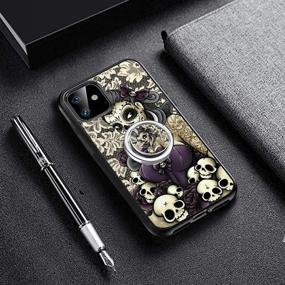 img 1 attached to 📱 SYtrad Sugar Skull iPhone 11 Case: Slim Hybrid Shockproof Cover + Grip Ring Holder - Multi-Function, Soft & Hard Tire Design - Ultimate Phone Protection!