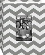 pioneer photo albums chev-100 chevron fabric frame photo album: elegant gray/white design with 100 pockets for 4 x 6 photos logo