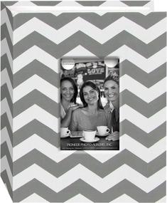 img 3 attached to Pioneer Photo Albums CHEV-100 Chevron Fabric Frame Photo Album: Elegant Gray/White Design with 100 Pockets for 4 x 6 Photos