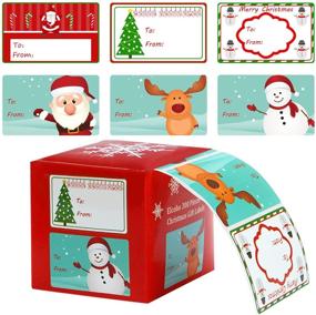img 4 attached to 🎁 Elcoho 300-Piece Christmas Self-Adhesive Gift Tag Stickers in Color B - 6 Different Designs for Easy Gift Labeling
