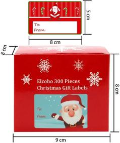 img 3 attached to 🎁 Элькоко 300-штук Рождественские самоклеящиеся ярлыки в цвете B - 6 различных дизайнов для удобного маркирования подарков