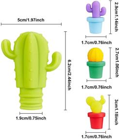 img 3 attached to 🌵 Set of 2 Cactus Stopper Wine Charms: Green Cactus Silicone Bottle Stoppers with 12 Multi-Color Glass Marker Stoppers