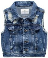 cute oushiny unisex kids' sleeveless denim vest: gilet for 2-7 - fashionable and comfortable logo