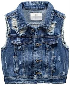 img 3 attached to Cute Oushiny Unisex Kids' Sleeveless Denim Vest: Gilet for 2-7 - Fashionable and Comfortable