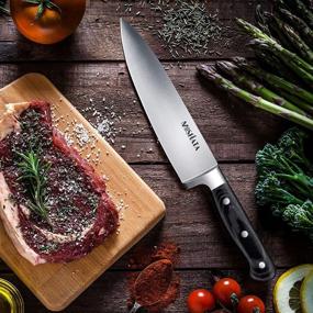 img 3 attached to 🔪 8-inch Full-Tang Kitchen Chef Knife by MOSFiATA - High Carbon Stainless Steel Super Sharp Knife for Cooking, Vegetables, and Meat - Ergonomic Handle - Ideal for Kitchen and Restaurant Use