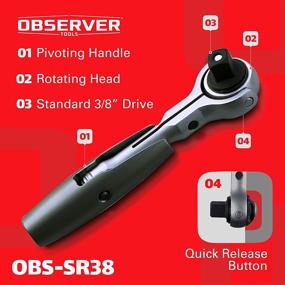 img 2 attached to 🔧 Observer Tools Dual Flex Head Ratchet: 72 Teeth, Rotating Handle, Quick Release - Ideal for Reversible & Double Flex Applications