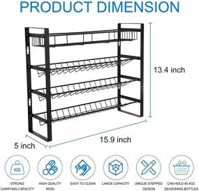 img 3 attached to AMTIW 4 Tier Spice Organizer - Detachable Seasoning Rack for Kitchen Countertop and Cabinet Storage with Hooks, Freestanding or Wall Mount Spice Rack without Jars