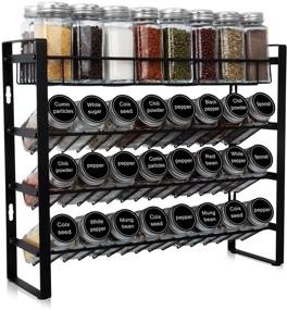 img 4 attached to AMTIW 4 Tier Spice Organizer - Detachable Seasoning Rack for Kitchen Countertop and Cabinet Storage with Hooks, Freestanding or Wall Mount Spice Rack without Jars