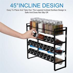 img 2 attached to AMTIW 4 Tier Spice Organizer - Detachable Seasoning Rack for Kitchen Countertop and Cabinet Storage with Hooks, Freestanding or Wall Mount Spice Rack without Jars