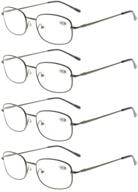 👓 eyekepper 4 pairs metal gunmetal frame +1.50 reading glasses with spring hinges for men and women logo