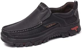 img 4 attached to Dacomfy Leather Stitching Comfortable Breathable Men's Shoes for Loafers & Slip-Ons