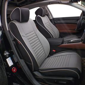 img 4 attached to Накладки на сиденья для автомобиля EKR Custom Fit Full Set для выбора Honda CRV 2012 2013 2014 - кожзам (черно-серый)