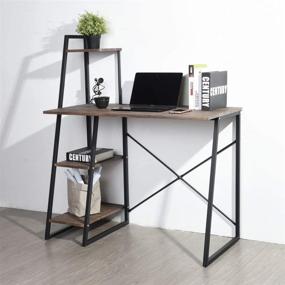 img 1 attached to 🖥️ CozyCasa Computer Desk with 3-Tier Shelf: Modern Writing Desk for Small Home Office, PC Gaming, and Study