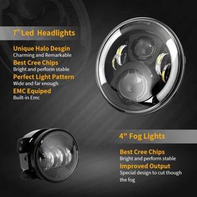 img 3 attached to 🚗 Фары Cree LED совместимы с Jeep Wrangler 97-2017 JK TJ LJ 7'' черные + противотуманные фары LED 4'' - одобрены DOT