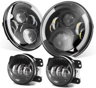 🚗 фары cree led совместимы с jeep wrangler 97-2017 jk tj lj 7'' черные + противотуманные фары led 4'' - одобрены dot логотип