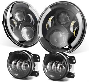 img 4 attached to 🚗 Фары Cree LED совместимы с Jeep Wrangler 97-2017 JK TJ LJ 7'' черные + противотуманные фары LED 4'' - одобрены DOT