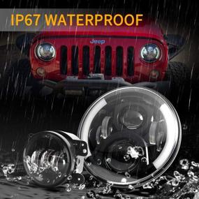 img 2 attached to 🚗 Фары Cree LED совместимы с Jeep Wrangler 97-2017 JK TJ LJ 7'' черные + противотуманные фары LED 4'' - одобрены DOT