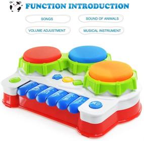 img 3 attached to 🎵 AVIASWIN Toddler Musical Toy: Drum and Piano Instrument for Baby Girl and Boy with Music, Lights, and Animal Sounds – Perfect Educational Gift for Travel – Ages 6-18 Months