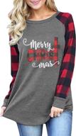 women's merry christmas long sleeve raglan baseball tee shirts - letter print tops logo