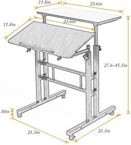 img 3 attached to Enhance Your Productivity with DlandHome Stand Sit Desk: Adjustable Standing Desk 23.6 inches Table Workstation Mobile Desk Cart Tray in Black 101-BK