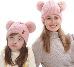 img 4 attached to 👩 Adorable Mom and Baby Knit Hat Set for Winter - Keep Your Kids Warm in Style!