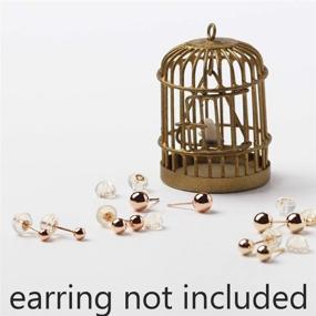 img 1 attached to 👂 Premium 14k Yellow Gold Earring Backs: 3 Pairs Soft Clear Silicone Rubber for Studs | Easy to Use Safety Secure Design | Perfect for Drooping Earrings