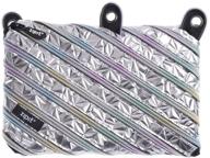 🌈 organize and carry it all in style: zipit metallic 3 ring binder pencil pouch - holds up to 60 pens - girl's 3-ring pencil case (silver-rainbow) logo