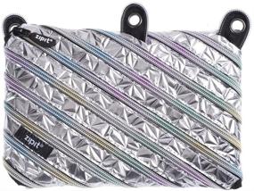 img 4 attached to 🌈 Organize and Carry it All in Style: ZIPIT Metallic 3 Ring Binder Pencil Pouch - Holds Up to 60 Pens - Girl's 3-Ring Pencil Case (Silver-Rainbow)