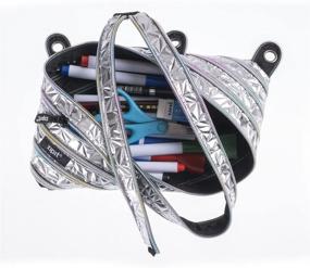 img 3 attached to 🌈 Organize and Carry it All in Style: ZIPIT Metallic 3 Ring Binder Pencil Pouch - Holds Up to 60 Pens - Girl's 3-Ring Pencil Case (Silver-Rainbow)