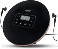 🔊 hott cd711t bluetooth переносной cd-плеер с возможностью зарядки: домашний, путешествия и автомобильное аудио с наушниками стерео, защита от ударов - черный логотип